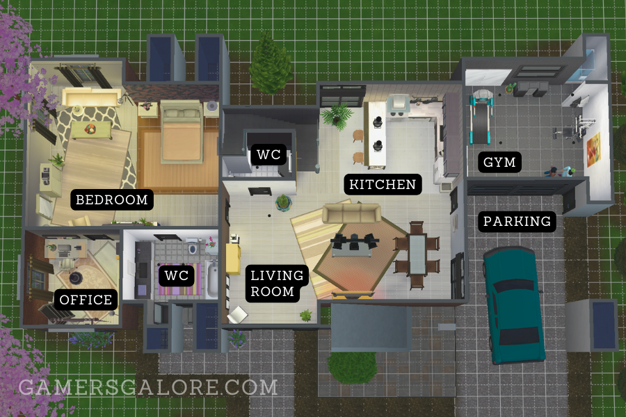 sims 4 big modern house blueprint ground floor