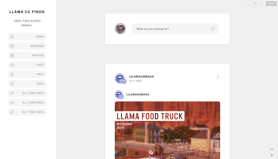 llama cc finds sims 4 website